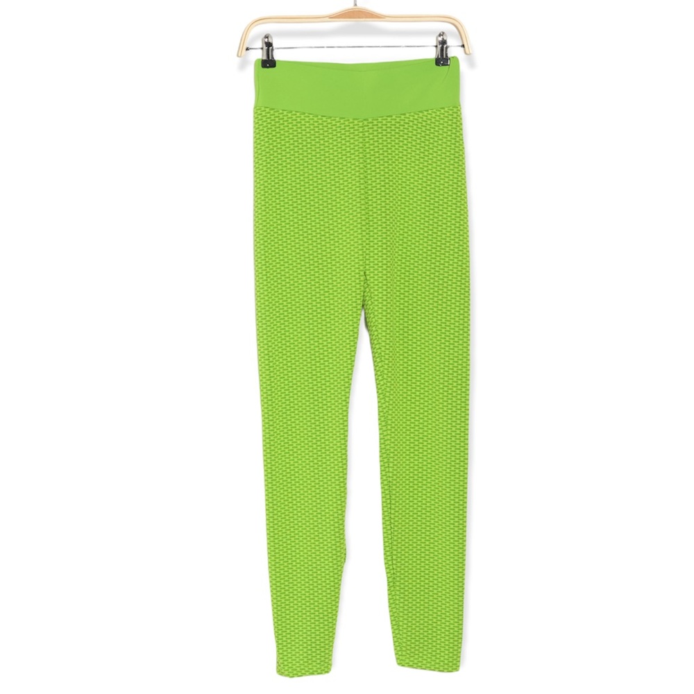 OOKIE & LALA High Waisted Honeycomb Leggings in Neon Green - Picture 1 of 8